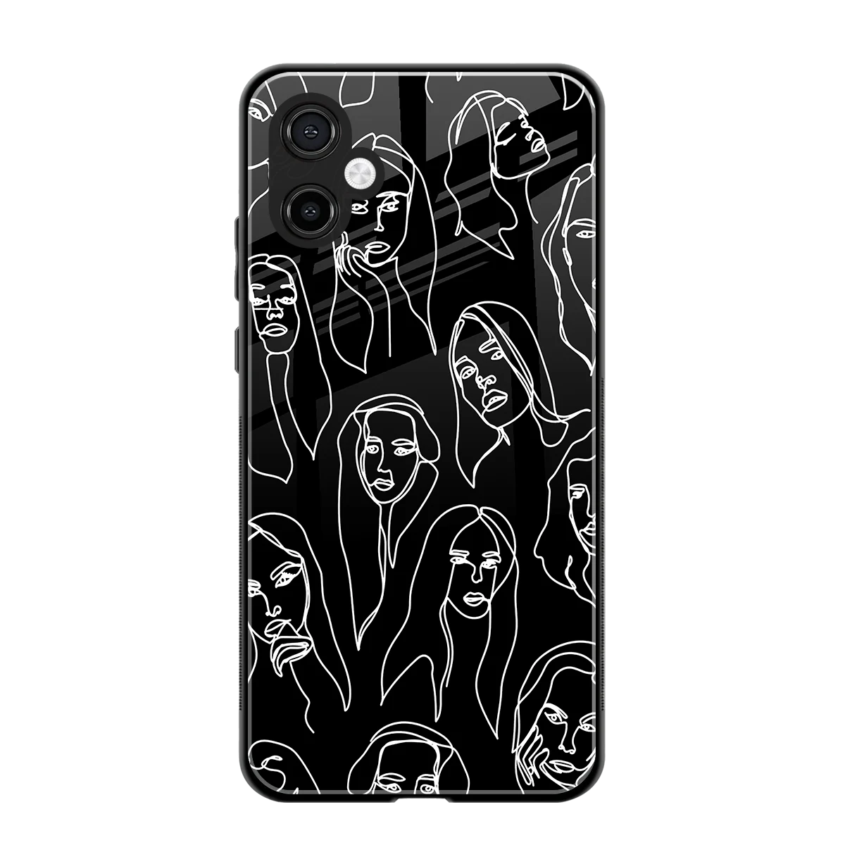 Many Faces Black back phone cover | glass case for samsung galaxy a06 5g