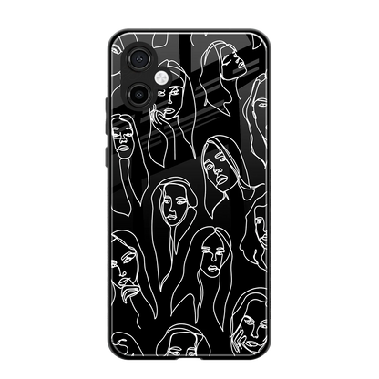 Many Faces Black back phone cover | glass case for samsung galaxy a06 5g