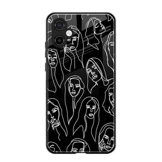 Many Faces Black back phone cover | glass case for samsung galaxy a06 5g