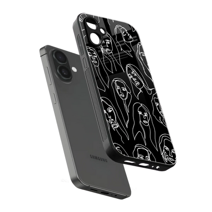 Many Faces Black sleek samsung galaxy a06 5g cover with tempered glass back and TPU edges