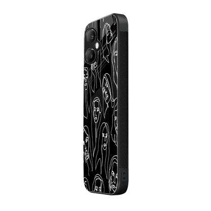Many Faces Black samsung galaxy a06 5g mobile cover | shockproof glass phone case