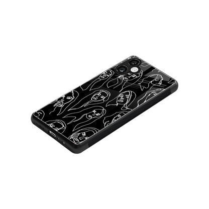 Many Faces Black stylish phone case for samsung galaxy a06 5g | glossy glass and slim fit