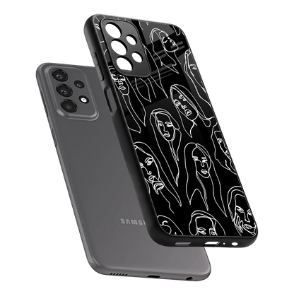 Many Faces Black sleek samsung galaxy a23 cover with tempered glass back and TPU edges
