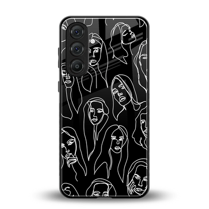 Many Faces Black back phone cover | glass case for samsung galaxy m35 5g