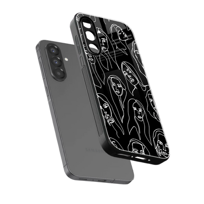 Many Faces Black sleek samsung galaxy a36 5g cover with tempered glass back and TPU edges