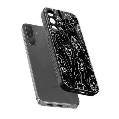 Many Faces Black sleek samsung galaxy m56 5g cover with tempered glass back and TPU edges