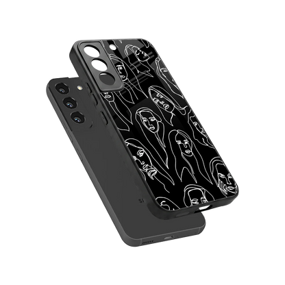 Many Faces Black sleek samsung galaxy s22 cover with tempered glass back and TPU edges