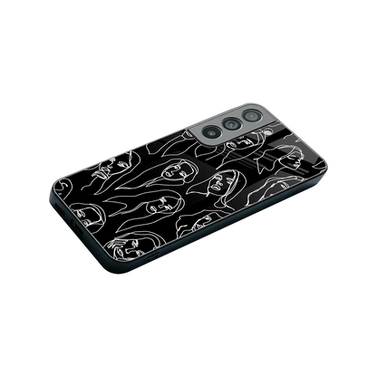 Many Faces Black stylish phone case for samsung galaxy s22 | glossy glass and slim fit