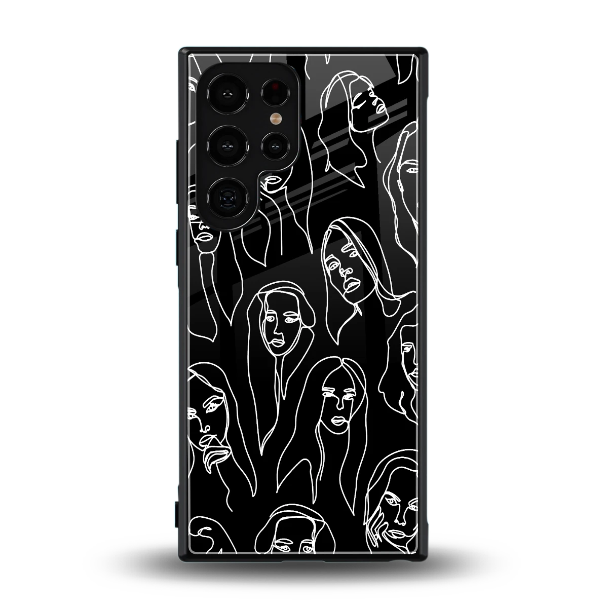 Many Faces Black back phone cover | glass case for samsung galaxy s24 ultra