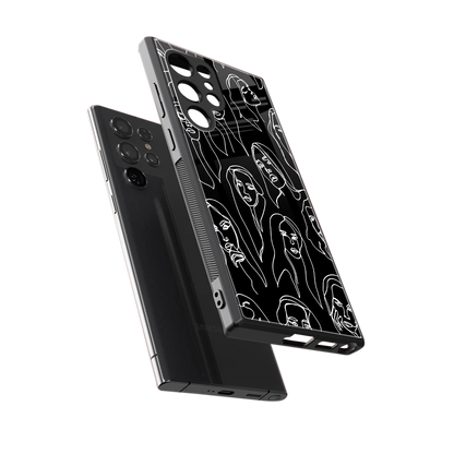 Many Faces Black sleek samsung galaxy s23 ultra cover with tempered glass back and TPU edges