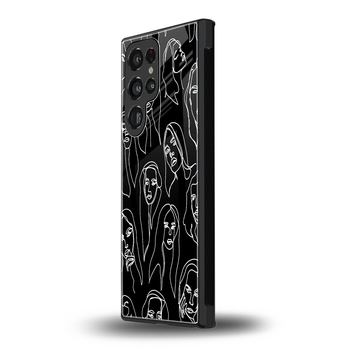 Many Faces Black samsung galaxy s23 ultra mobile cover | shockproof glass phone case