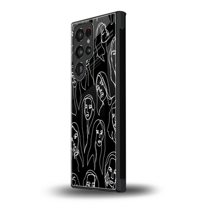 Many Faces Black samsung galaxy s23 ultra mobile cover | shockproof glass phone case