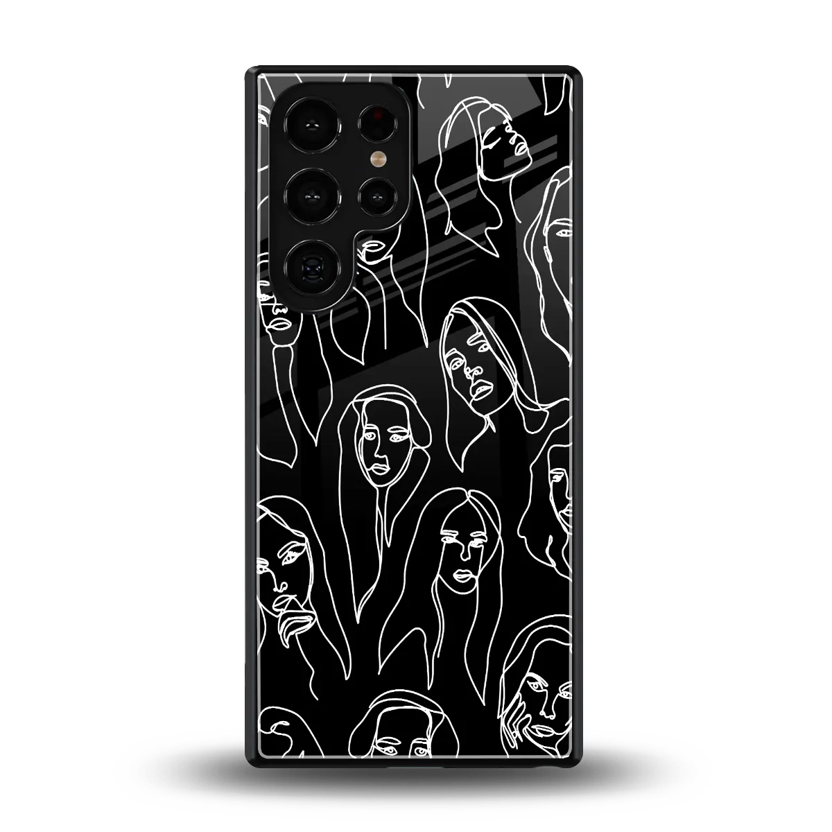 Many Faces Black back phone cover | glass case for samsung galaxy s25 ultra