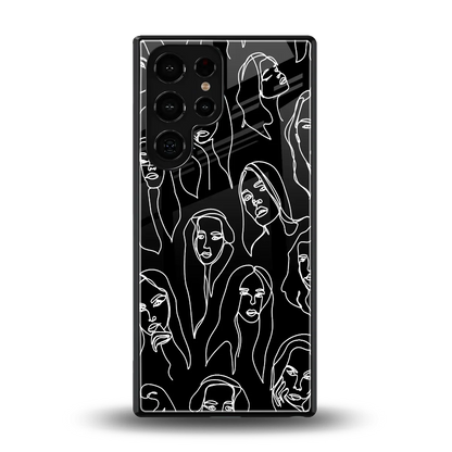 Many Faces Black back phone cover | glass case for samsung galaxy s25 ultra