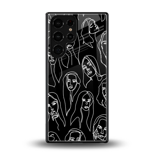 Many Faces Black back phone cover | glass case for samsung galaxy s26 ultra