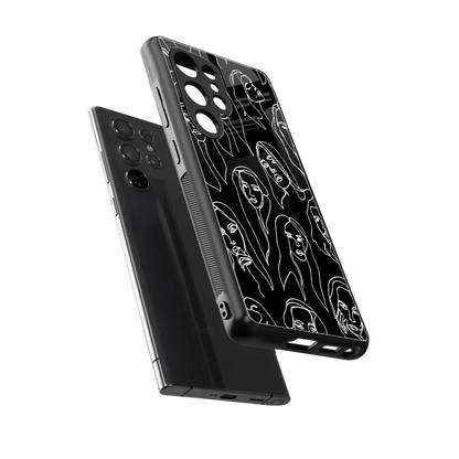 Many Faces Black sleek samsung galaxy s25 ultra cover with tempered glass back and TPU edges