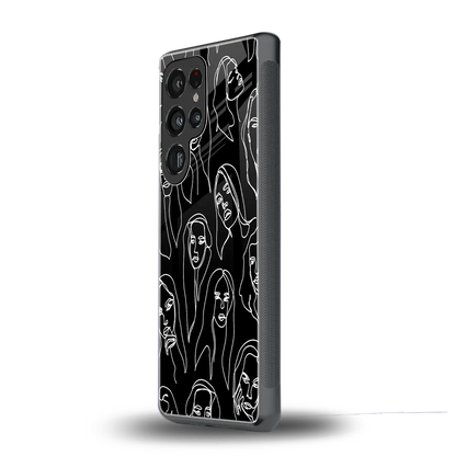 Many Faces Black samsung galaxy s25 ultra mobile cover | shockproof glass phone case