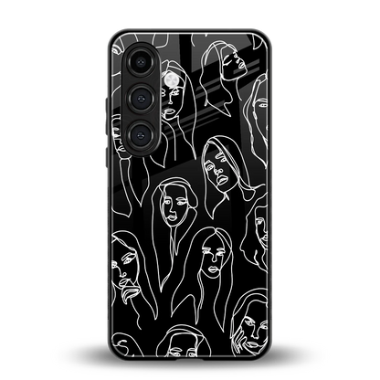 Many Faces Black back phone cover | glass case for samsung galaxy s23 plus