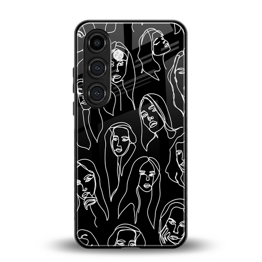 Many Faces Black back phone cover | glass case for samsung galaxy s24