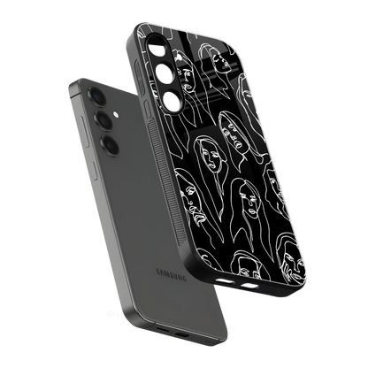 Many Faces Black sleek samsung galaxy s23 fe cover with tempered glass back and TPU edges