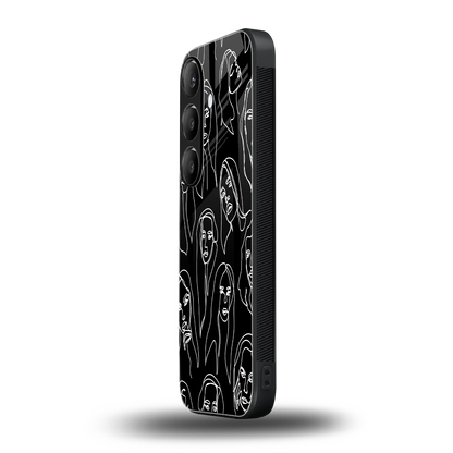 Many Faces Black samsung galaxy s23 plus mobile cover | shockproof glass phone case