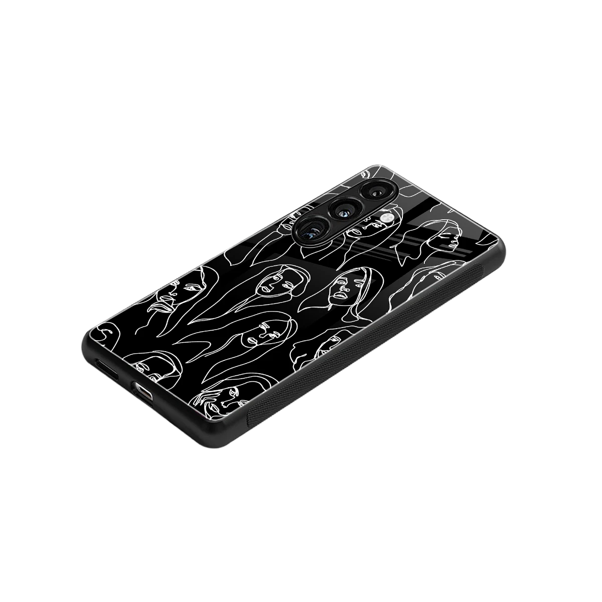 Many Faces Black stylish phone case for samsung galaxy s23 plus | glossy glass and slim fit