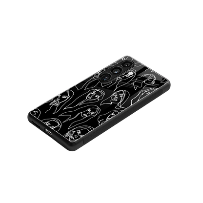 Many Faces Black stylish phone case for samsung galaxy s23 plus | glossy glass and slim fit