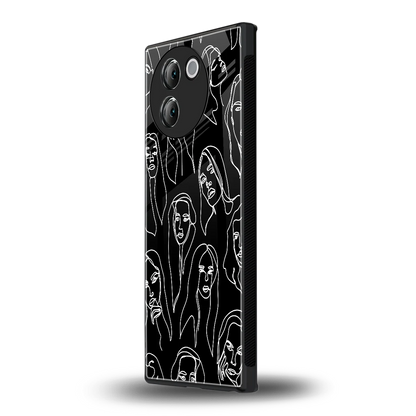 Many Faces Black vivo v30e mobile cover | shockproof glass phone case
