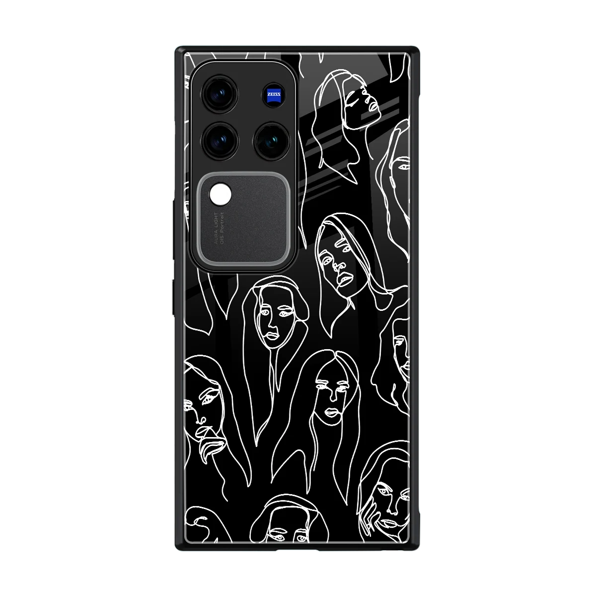 Many Faces Black back phone cover | glass case forvivo v30 pro