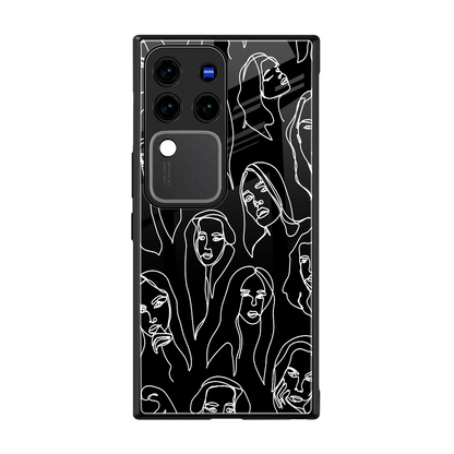 Many Faces Black back phone cover | glass case forvivo v30 pro