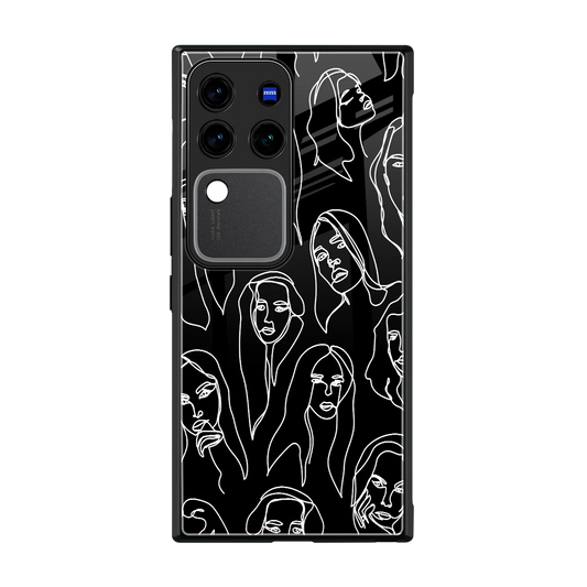 Many Faces Black back phone cover | glass case forvivo v30 pro
