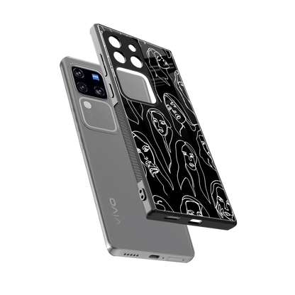 Many Faces Black sleekvivo v30 pro cover with tempered glass back and TPU edges