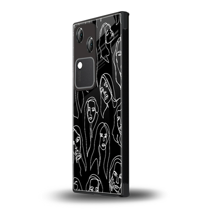 Many Faces Black vivo v30 mobile cover | shockproof glass phone case