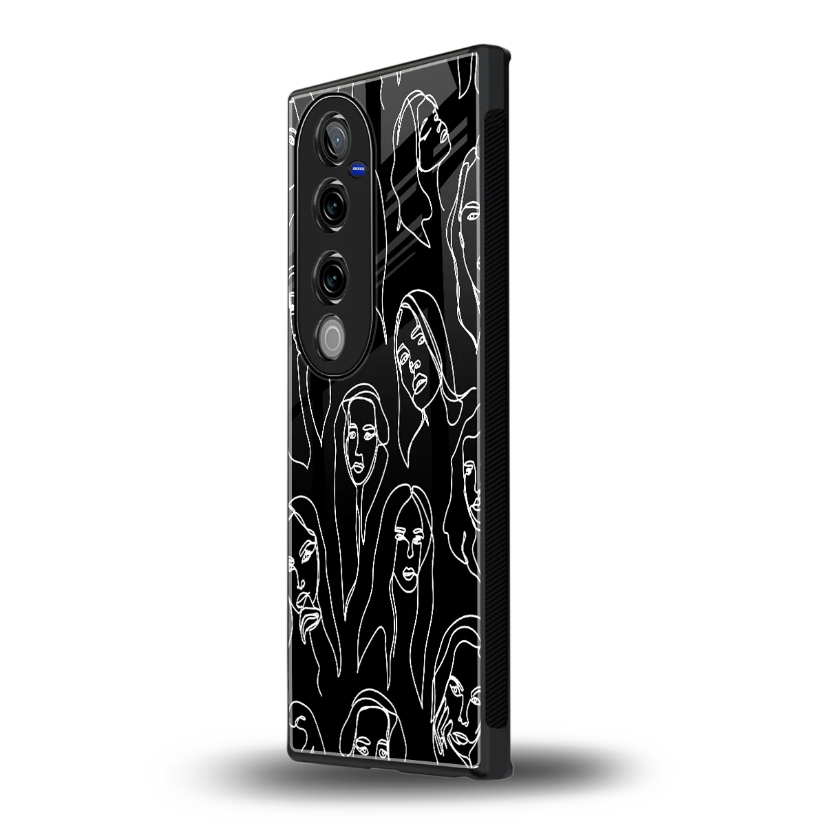 Many Faces Black vivo v40 pro mobile cover | shockproof glass phone case