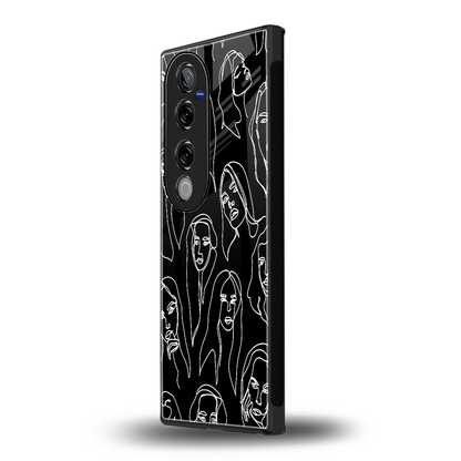 Many Faces Black vivo v40 pro mobile cover | shockproof glass phone case