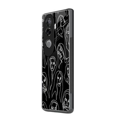 Many Faces Black vivo v40e mobile cover | shockproof glass phone case