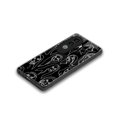 Many Faces Black stylish phone case for vivo v40e | glossy glass and slim fit