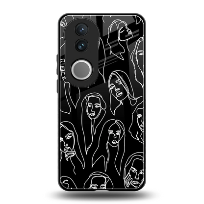 Many Faces Black back phone cover | glass case for vivo v50