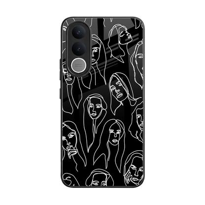 Many Faces Black back phone cover | glass case for vivo v70 fe