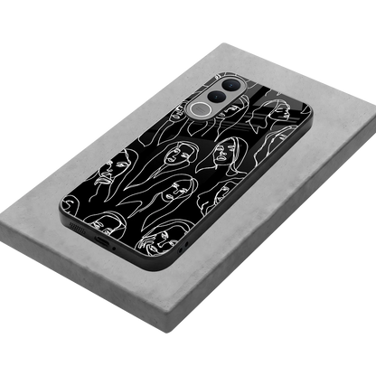Many Faces Black stylish phone case for vivo v70 fe | glossy glass and slim fit