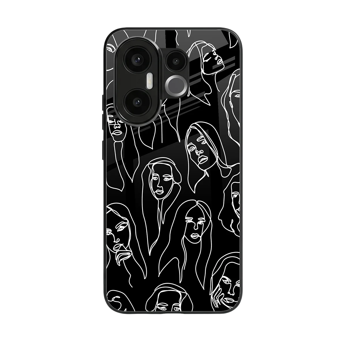 Many Faces Black back phone cover | glass case for vivo x200 fe