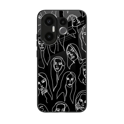 Many Faces Black back phone cover | glass case for vivo x200 fe