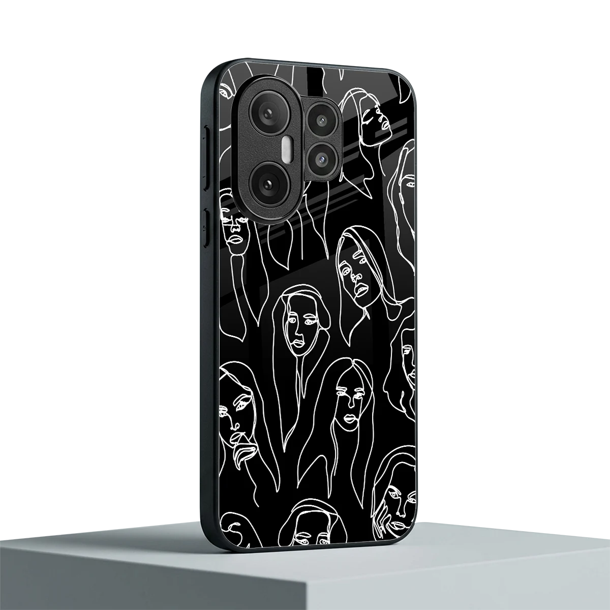 Many Faces Black vivo x200 fe mobile cover | shockproof glass phone case