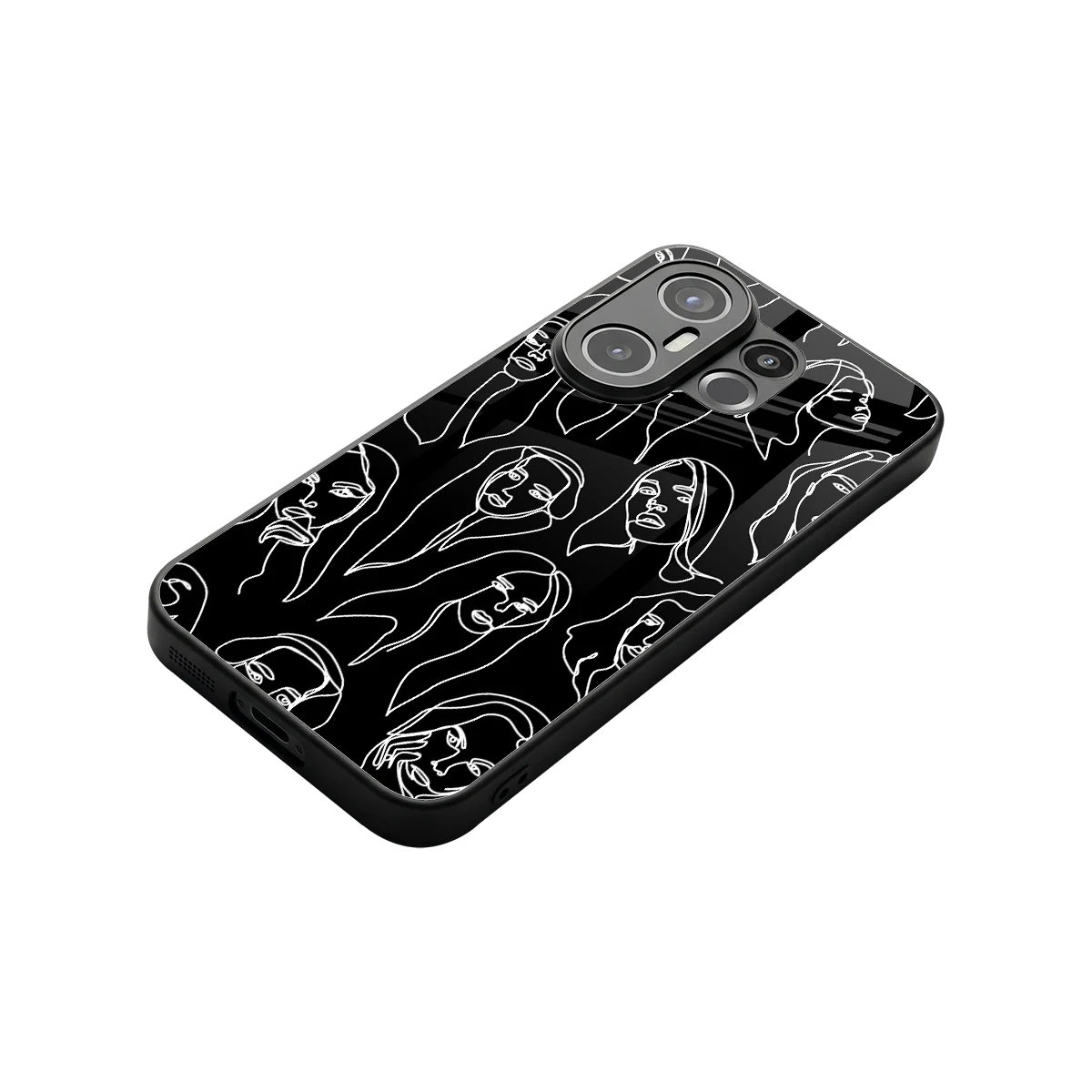 Many Faces Black stylish phone case for vivo x200 fe | glossy glass and slim fit