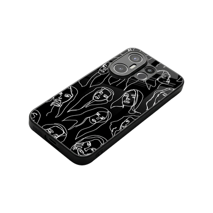 Many Faces Black stylish phone case for vivo x200 fe | glossy glass and slim fit
