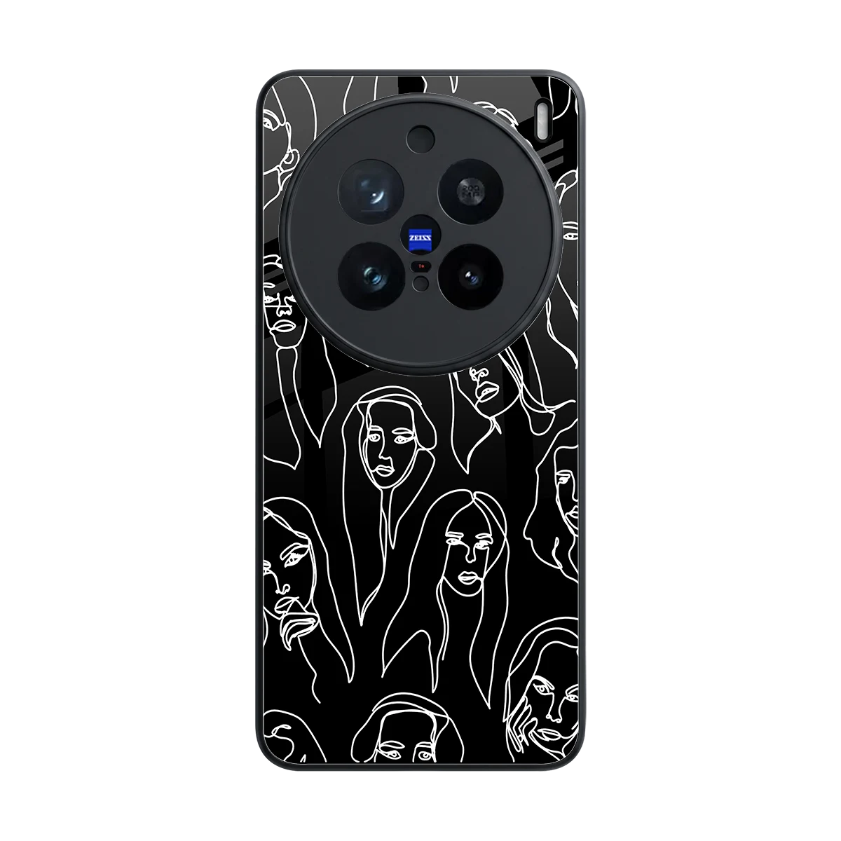 Many Faces Black back phone cover | glass case for vivo x200 pro
