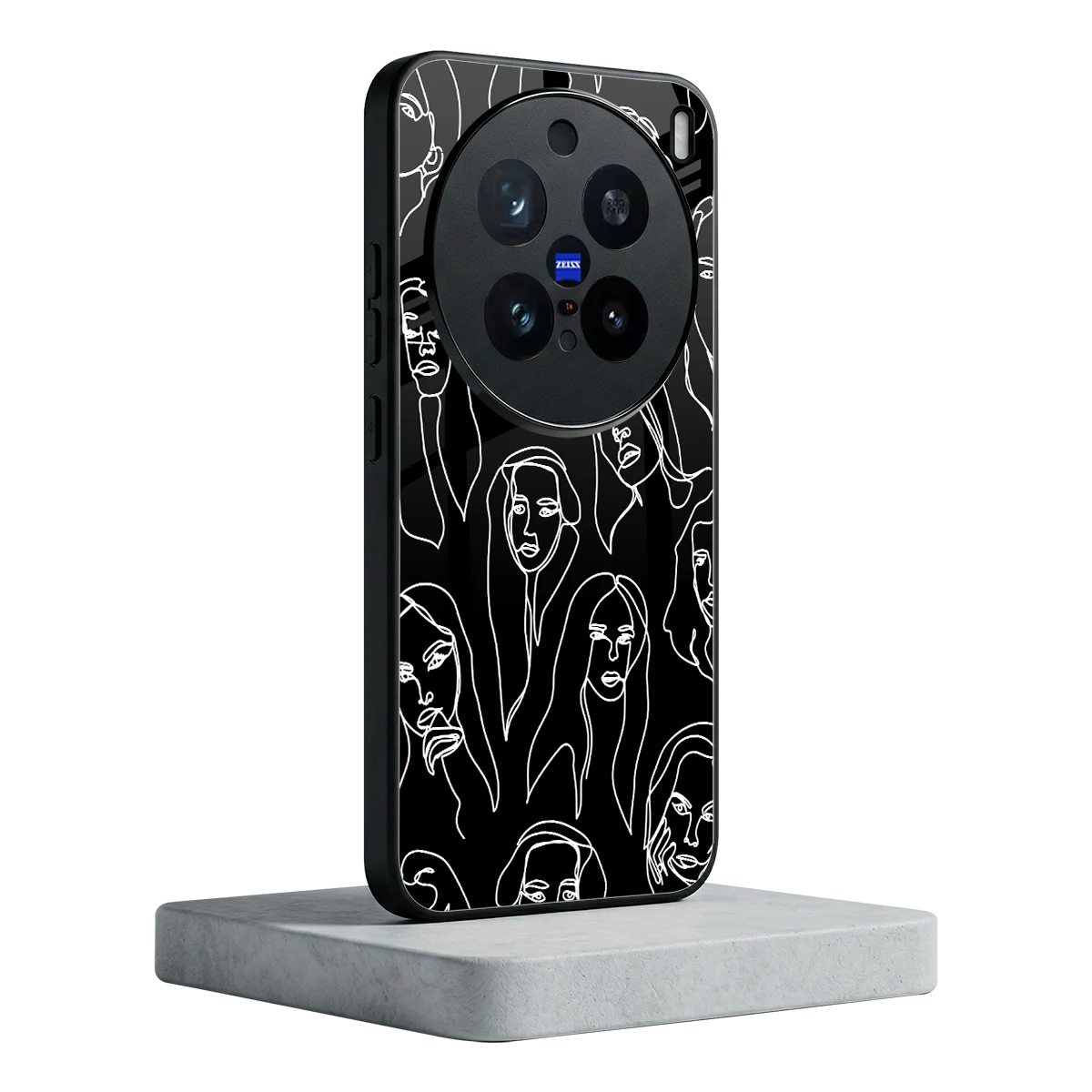 Many Faces Black vivo x200 pro mobile cover | shockproof glass phone case