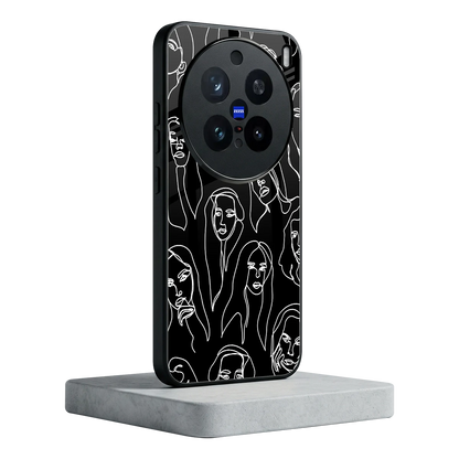 Many Faces Black vivo x200 pro mobile cover | shockproof glass phone case