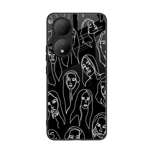 Many Faces Black back phone cover | glass case for Vivo-y100
