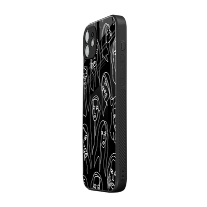 Many Faces Black iphone 11 mobile cover | shockproof glass phone case